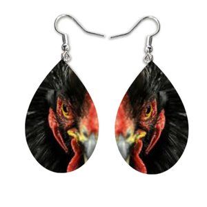 Chicken Theme Teardrop Earrings